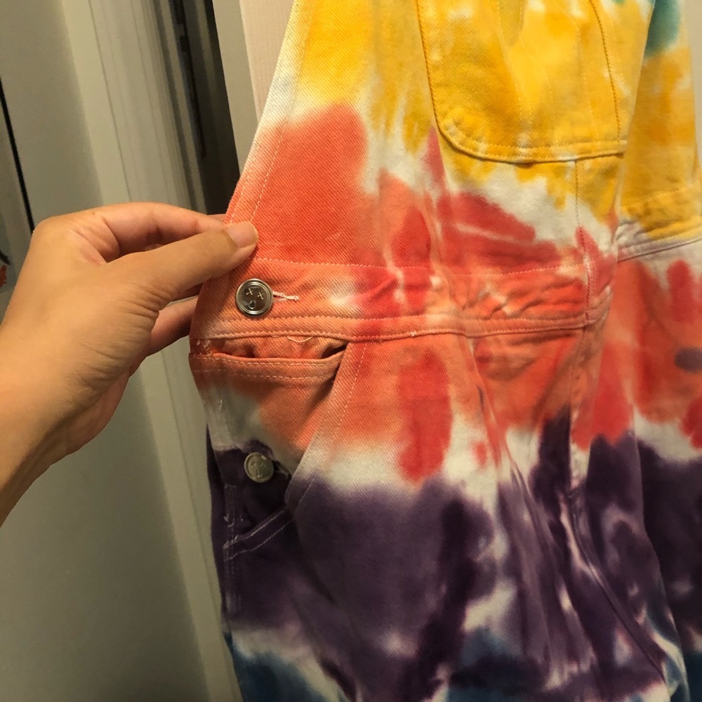 Dolls Kill/ Current Mood tie-dye overalls, size 1X